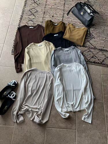 2026新款高品质天丝羊毛女款长袖T恤女修身显瘦打底衫上衣+裙子