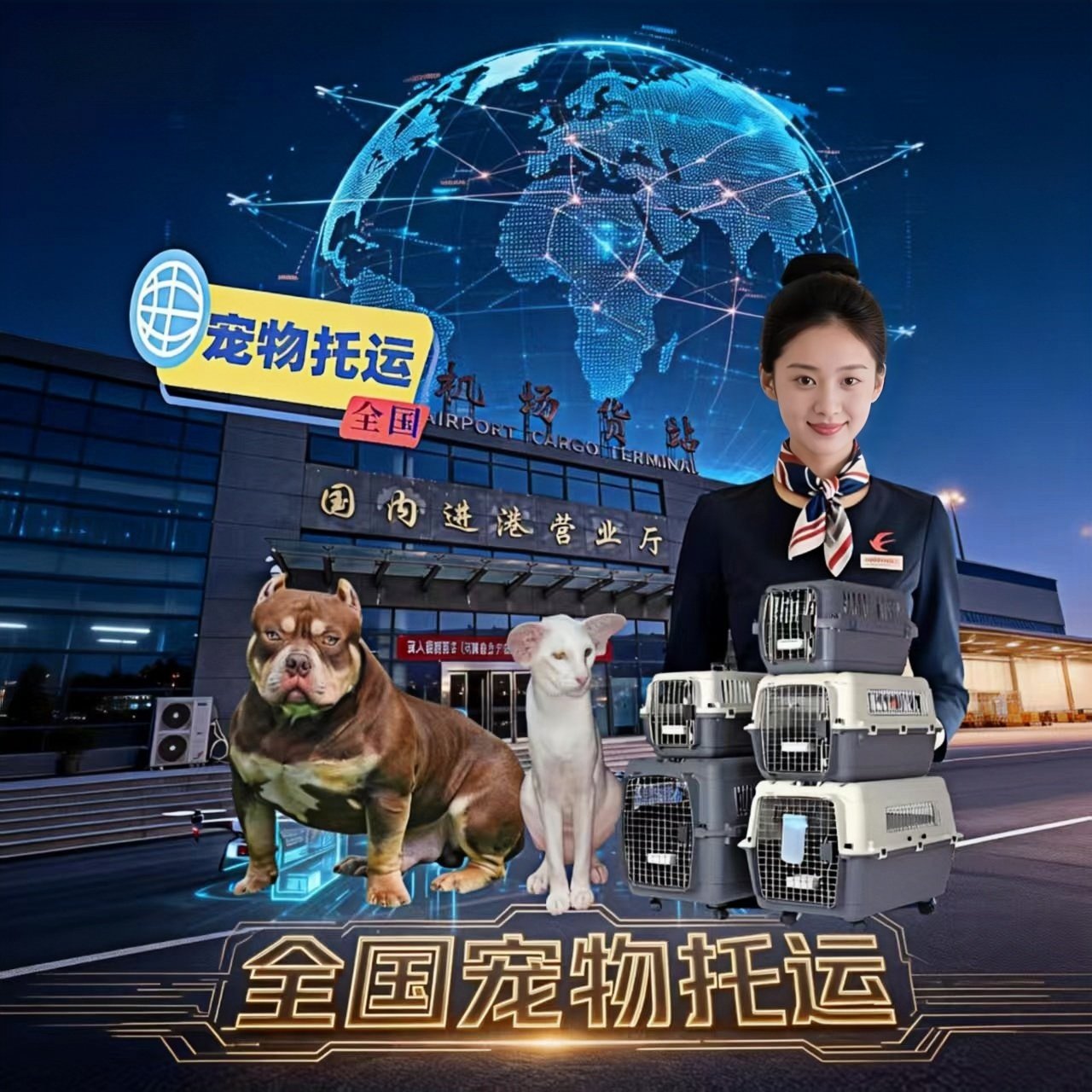 宠物托运国内国际代办手续上门接送安全专业全国空调专车实时监控