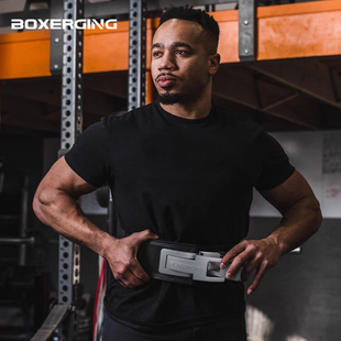 BOXERGING力量举健身腰带深蹲硬拉男举重护腰牛皮杠杆扣快扣非SBD