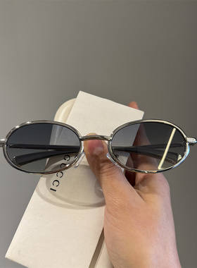 PATTYKOU防紫外线老钱风椭圆墨镜