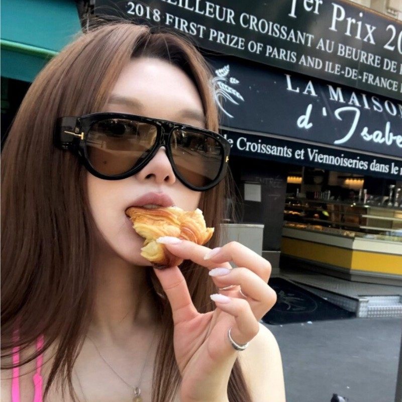 欧美风飞行员式茶色大框时髦高级网感墨镜女方圆脸显瘦太阳眼镜潮