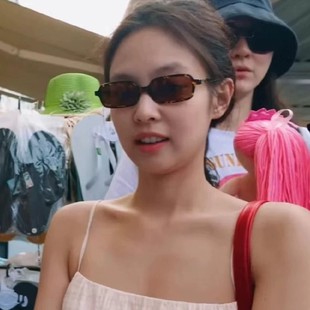 韩版jennie同款方框玳瑁豹纹茶色墨镜女款潮时髦高级感小脸太阳镜