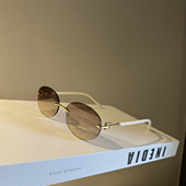 椭圆无框切边太阳镜男2025新款 欧美风小框防紫外线太阳眼镜遮阳女