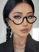 欧美半框猫眼黑框素颜眼镜复古辣妹ins街拍防蓝光平光镜近视框架