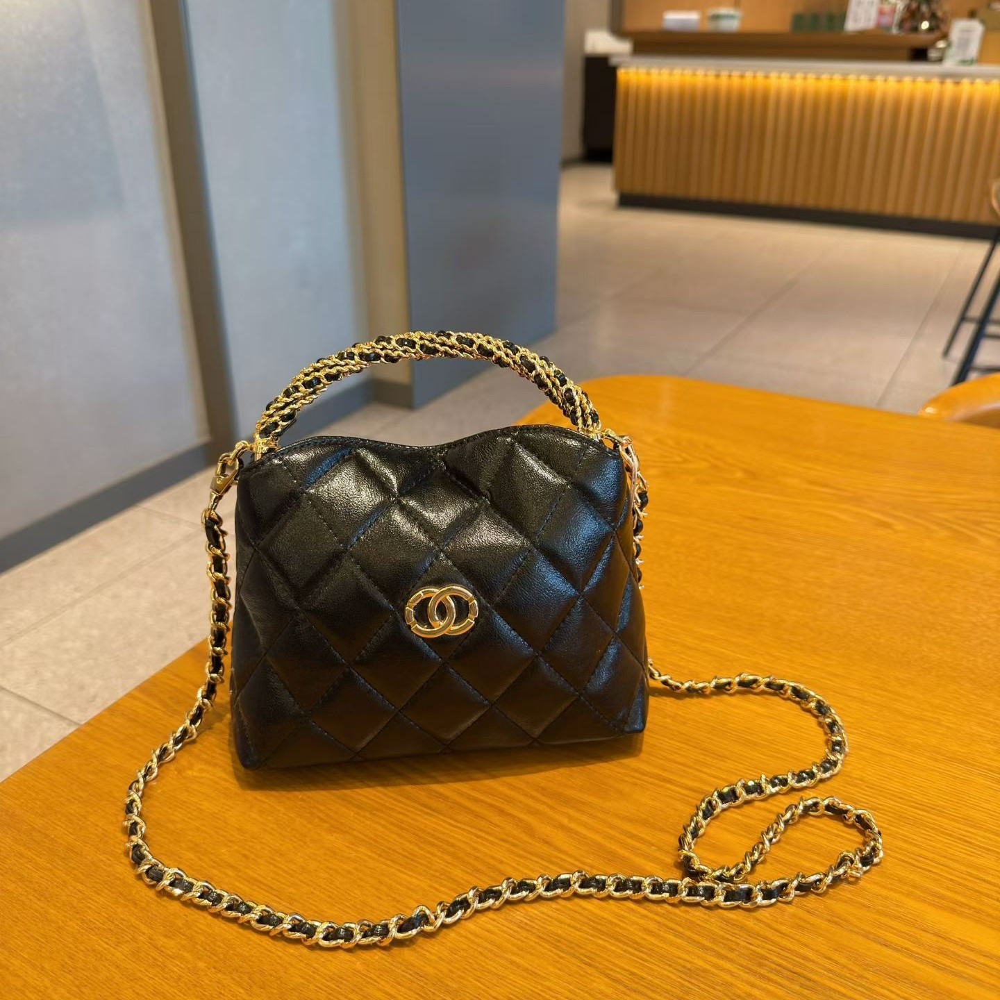 小香风迷你菱格链条手提包包女2026新款时尚百搭单肩斜挎包贝壳包