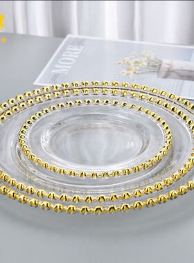 金像 轻奢简约玻璃高颜值果盘现货家用客厅水果盘干果盘下午茶盘