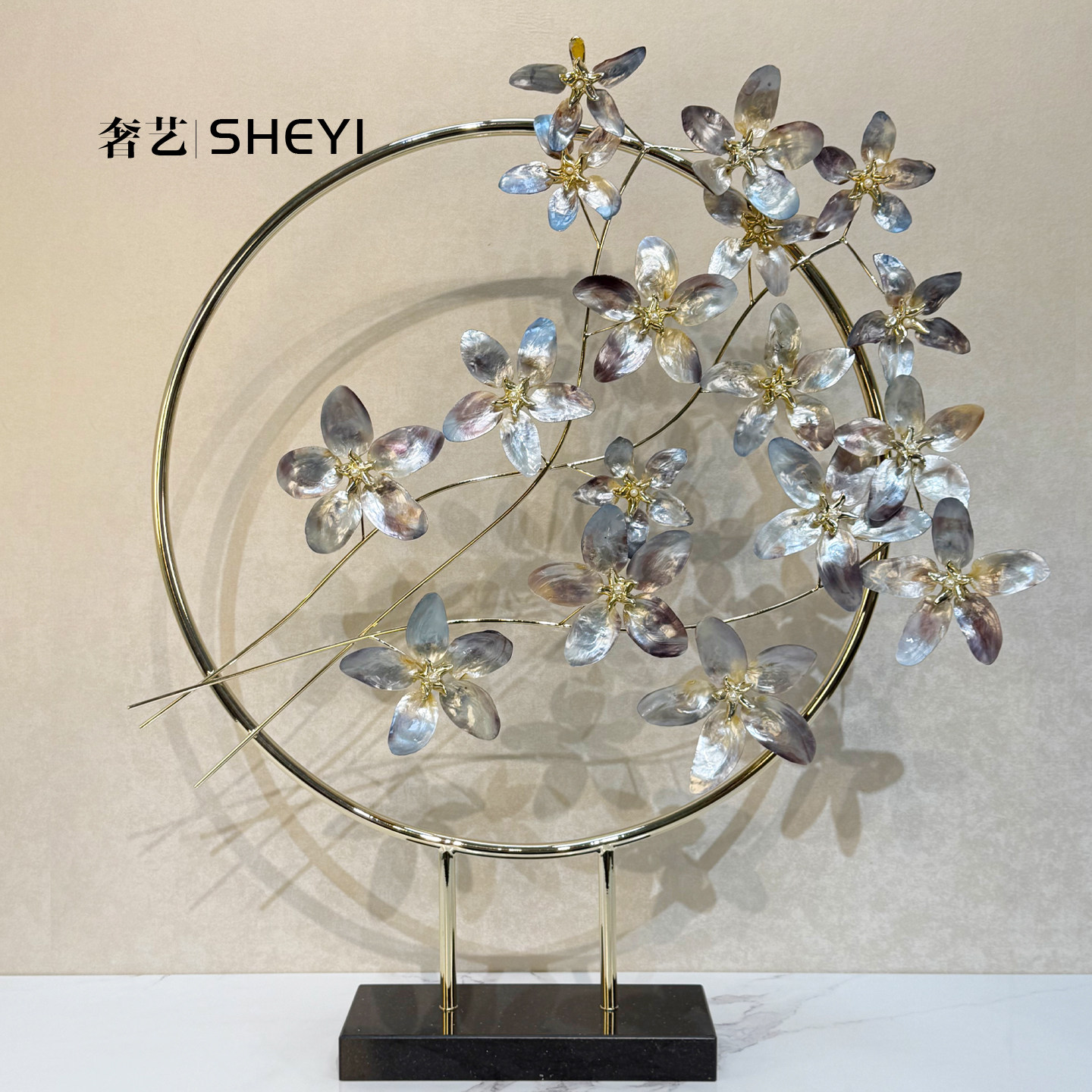 天然贝壳摆件欧式现代大客厅别墅会所酒店开业壁炉玄关桌面装饰品