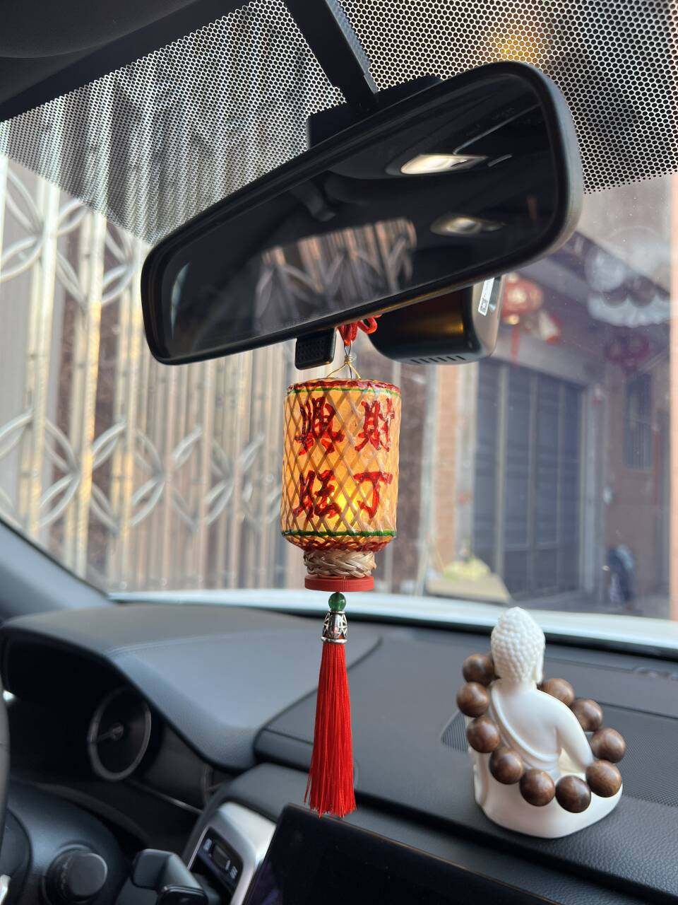 潮汕州传统竹编油纸迷你汽车载小灯笼挂饰神佛龛姓氏创意网红摆件