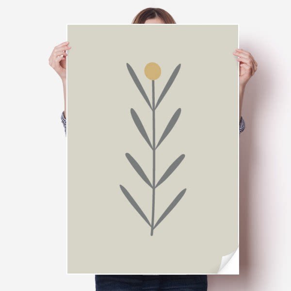 草抽象花卉北欧插画海报贴纸80x55cm墙贴纸卧室家居装饰