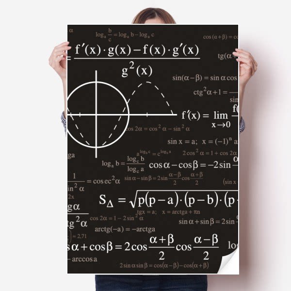 曲线图数学理科公式演算图海报贴纸80x55cm墙贴纸卧室家居装饰