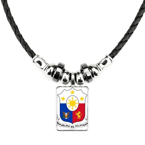 菲律宾亚洲国徽手工皮绳项链吊坠饰品