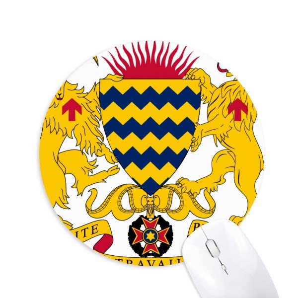 乍得国徽标志符号图案圆形游戏办公防滑橡胶鼠标垫礼物