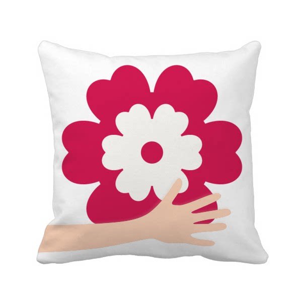 粉色六瓣花朵圆形手方形抱枕靠枕沙发靠垫双面含芯礼物