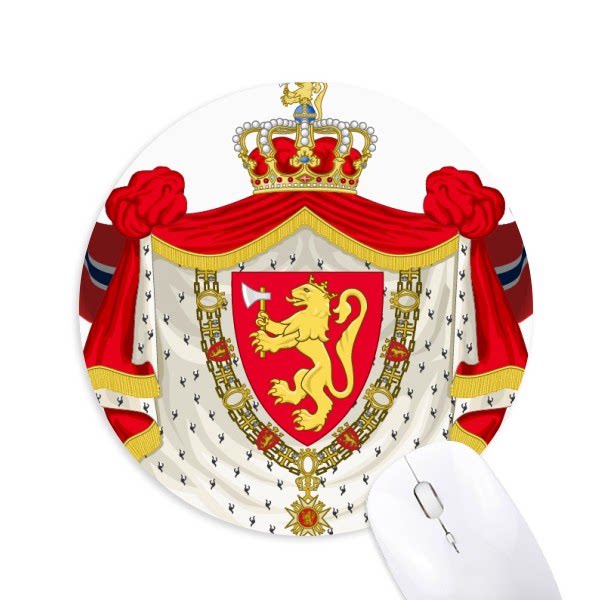 挪威国徽标志符号图案圆形游戏办公防滑橡胶鼠标垫礼物