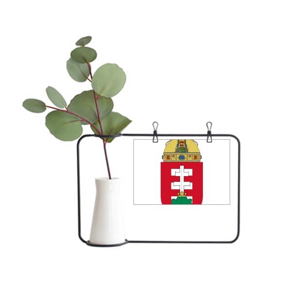 匈牙利欧洲国徽金属相框陶瓷花瓶装饰