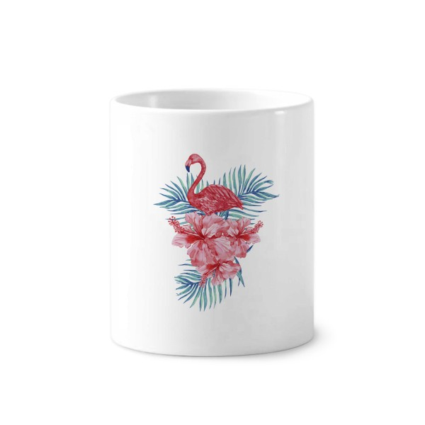 火烈鸟植物叶子简单陶瓷刷牙杯子笔筒白色马克杯礼物