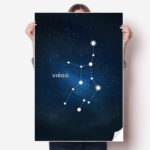 处女座星座星盘宇宙海报贴纸80x55cm墙贴纸卧室家居装饰