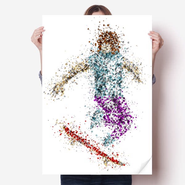 运动滑板单板街头图案海报贴纸80x55cm墙贴纸卧室家居装饰