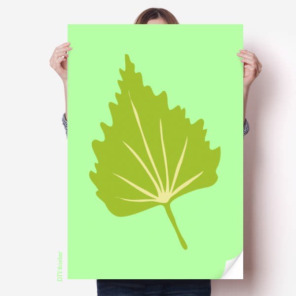 杨树叶卡通海报贴纸80x55cm墙贴纸卧室家居装饰