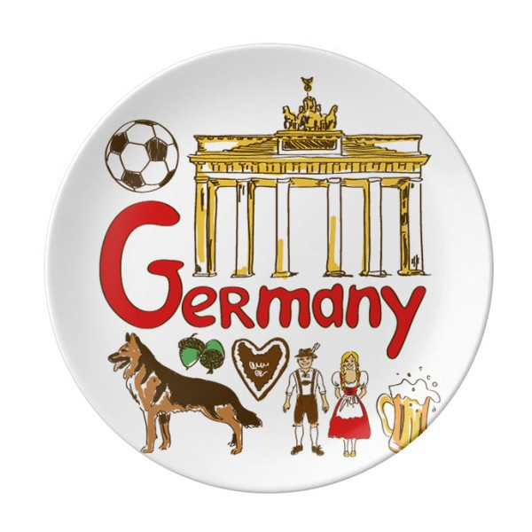 德国地标象征图案陶瓷餐盘子8寸月光盘餐具家居礼物