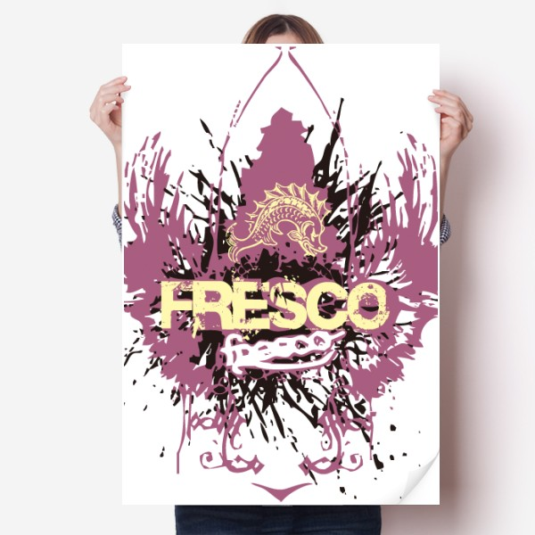 涂鸦街头鱼壁画手绘艺术海报贴纸80x55cm墙贴纸卧室家居装饰