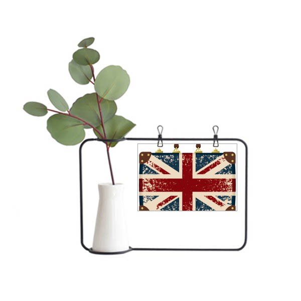 英国国旗图案复古行李箱金属相框陶瓷花瓶装饰