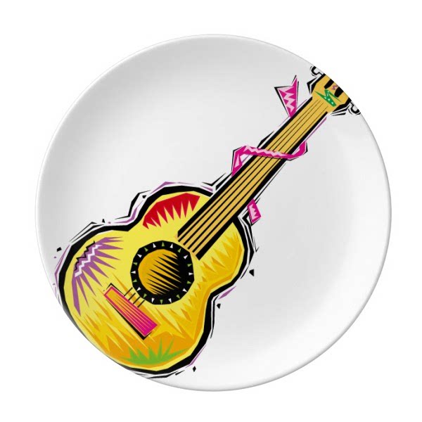 手绘乐器吉他墨西哥元素陶瓷餐盘子8寸月光盘餐具家居礼物