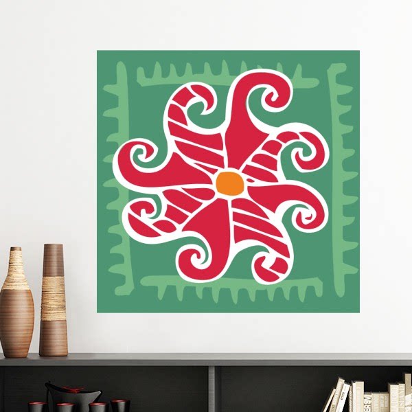 红太阳墨西哥图腾玛雅手绘涂鸦墙贴壁纸房间贴花