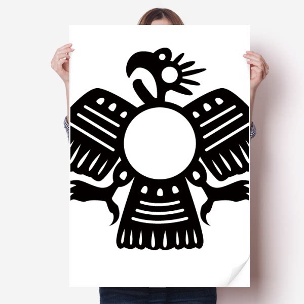 古埃及花纹雄鹰抽象剪影海报贴纸80x55cm墙贴纸卧室家居装饰