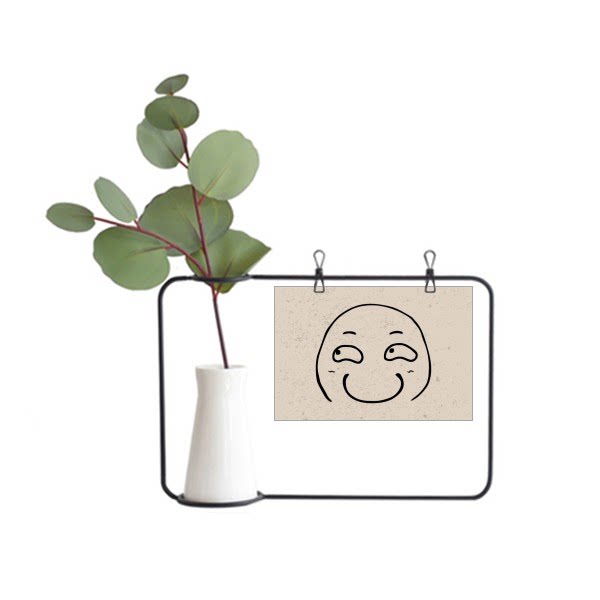 斜视痴笑黑色聊天表情纹样金属相框陶瓷花瓶装饰