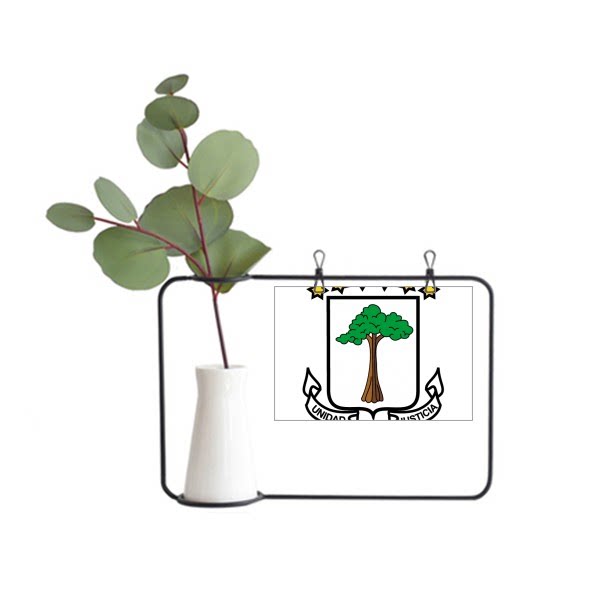 赤道几内亚非洲国徽金属相框陶瓷花瓶装饰