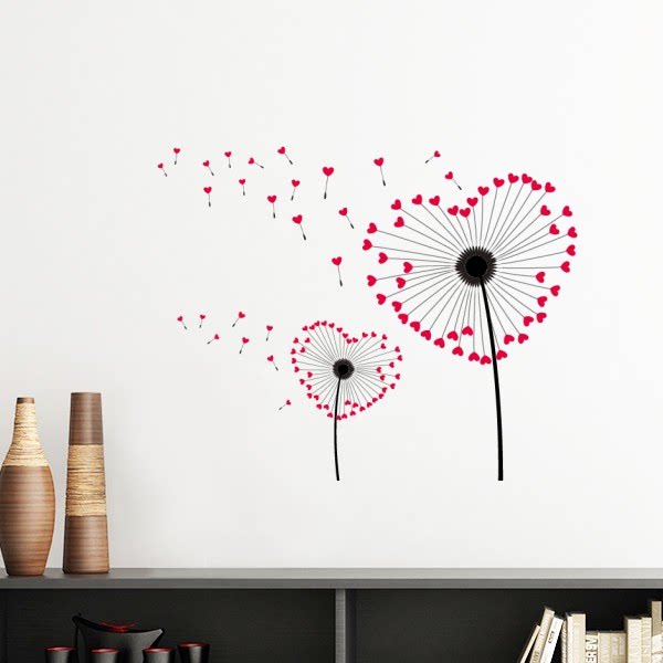 爱心蒲公英花卉植物墙贴壁纸房间贴花