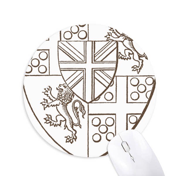 巴洛克艺术黑白狮子盾牌图案圆形游戏办公防滑橡胶鼠标垫礼物