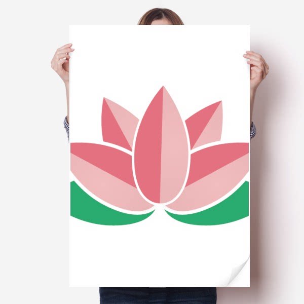 荷花荷叶花卉植物纹样海报贴纸80x55cm墙贴纸卧室家居装饰