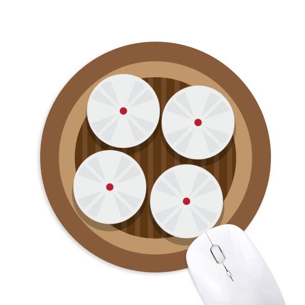 中国美食包子食物图案圆形游戏办公防滑橡胶鼠标垫礼物