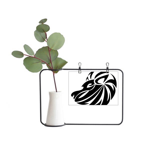 星座狮子座标志剪影插画图案金属相框陶瓷花瓶装饰