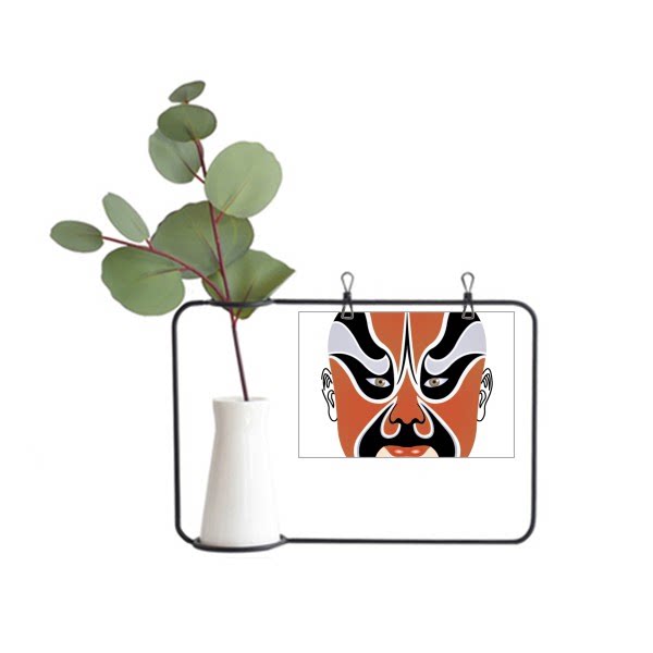 京剧脸谱彩色孔秀过五关金属相框陶瓷花瓶装饰