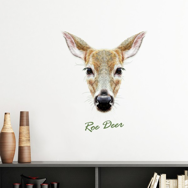 长脸栗色野生獐鹿墙贴壁纸房间贴花