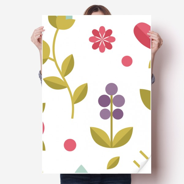 插画植物手绘花卉画海报贴纸80x55cm墙贴纸卧室家居装饰