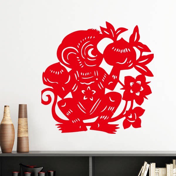 中国剪纸十二生肖猴窗花墙贴壁纸房间贴花