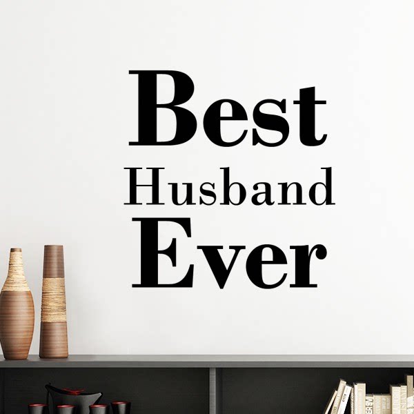 好丈夫英文段子爱情情人节夫妻剪影图案墙贴纸卧室可移除贴画