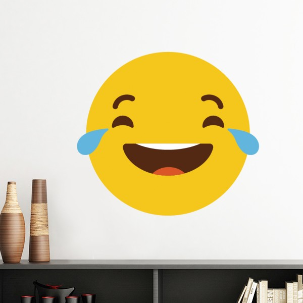 笑哭黄色可爱网聊表情包插画墙贴壁纸房间贴花