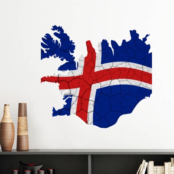 冰岛地图抽象国旗图案墙贴壁纸房间贴花