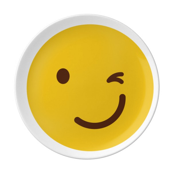 眨眼笑爱卡哇伊聊天网聊表情包插画图案陶瓷餐盘子8寸月光盘餐具