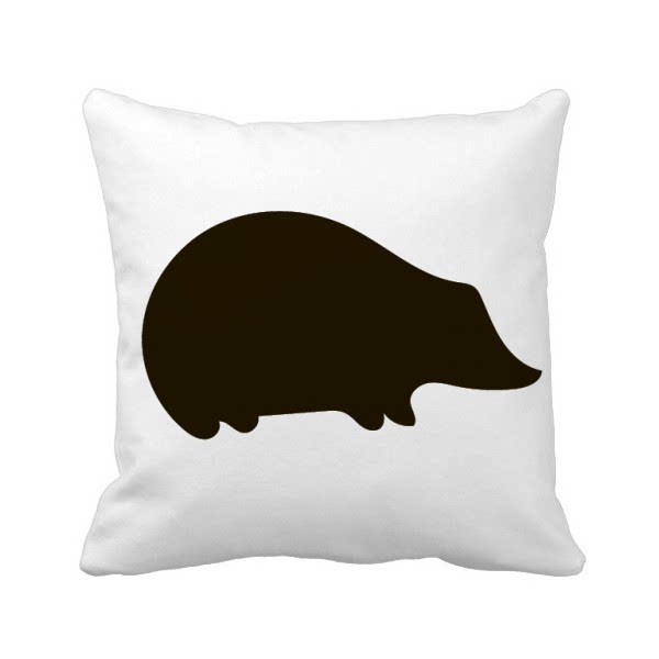 黑色刺猬动物剪影方形抱枕靠枕沙发靠垫双面含芯礼物