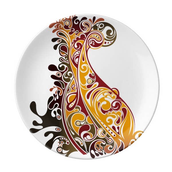 孔雀动物艺术纹理剪影插画图案陶瓷餐盘子8寸月光盘餐具家居礼物