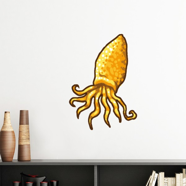 黄色章鱼海洋生物纹样墙贴壁纸房间贴花