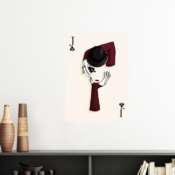 黑桃j撲克插画纹样墙贴壁纸房间贴花