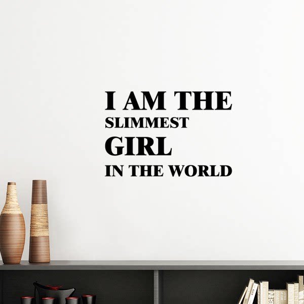 我是很苗条的女孩墙贴纸剪影墙家居卧室房间装饰画可移除贴画