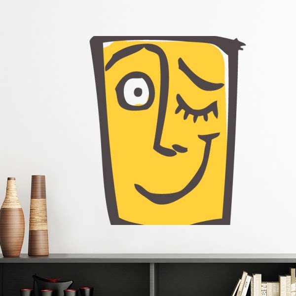 眨眼抽象人脸聊天素描表情包墙贴壁纸房间贴花